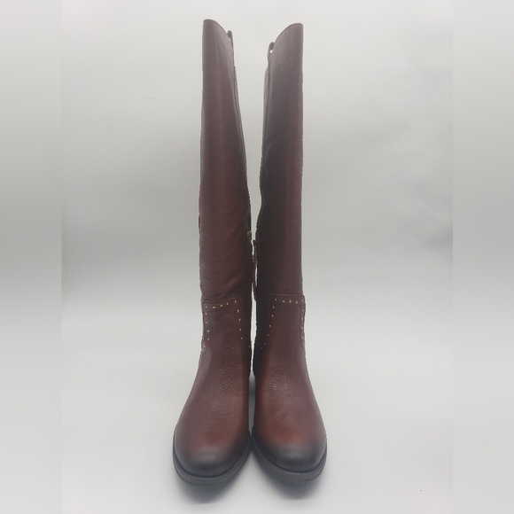 1273- Sam Edelman Prina2 Red Wood Leather Women's Boots Size 6.5 Wide Calf - Picture 3 of 9